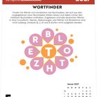 "Denk Sport - das tägliche Gehirnjogging. Wortfinder: Finde Wörter mit 4+ Buchstaben. Kalenderblatt für den 5. Januar 2027."