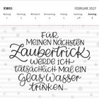"Für meinen nächsten Zaubertrick, werde ich tatsächlich mal ein Glas Wasser trinken..." Kalender von Februar 2027.
