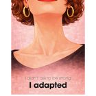 Text: "I didn’t ask to be strong. I adapted." Darunter Kalender: Februar, hervorgehobene Tage. Illustration: Frau mit roten Lippen, goldene Ohrringe.