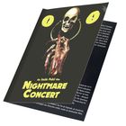 Text: "Ein Lucio Fulci Film NIGHTMARE CONCERT." Illustration: Ein Schädel über blutigem Arm, Augen im Hintergrund.