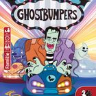 "Ghostbumpers", ein Cartoon-Charakter in einem Geisterauto, umgeben von einem Monster und einem Geist. Logos von Deep Print Games und Pegasus Spiele.