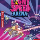 Text: "Lightspeed Arena", "Familie", "8+", "5-10", "1-4". 

Illustration: Futuristische Raumschiffe im Weltraum, actionreiche Szene. Pegasus Spiele-Logo.