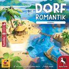 "DORFROMANTIK SÜDSEE" oben in großer Schrift, darunter eine tropische Insel mit Hütten, Palmen und blauem Wasser.
