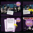 "HOW-TO CRIME PLACES", "SPIEL-SCHRITTE". Schritt 1: ANWEISUNGEN BEFOLGEN. Schritt 2: LOST PLACE ENTDECKEN. Schritt 3: RÄSTELFRAGEN BEANTWORTEN. Schritt 4: DEN FALL LÖSEN. Illustration mit Szenen von „Schloss Dragula“ und Textkarten.