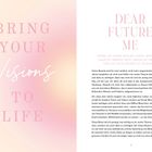 Links steht: "BRING YOUR Visions TO LIFE" auf rosa Hintergrund. Rechts: "DEAR FUTURE ME". Text zu Vision Boards folgt.