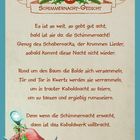 Text: "Schimmernacht-Gedicht. Es ist so weit, so gebt gut acht, bald ist sie da: die Schimmernacht!" Unten links ein Kobold.