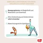 "Bewegung & Entspannung für Kinder: Spielerisch & sofort einsetzbar." Illustration eines Mädchens und eines Eichhörnchens.
