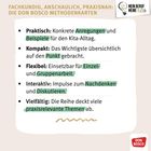 FACHKUNDIG, ANSCHAULICH, PRAXISNAH: DIE DON BOSCO METHODENKARTEN. Logo oben rechts mit Glühbirne und Herz.