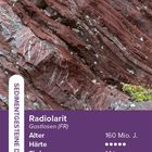 Radiolarit, Gastlosen (FR), Sedimentgestein, Alter 160 Mio. J., Dichte 2,63 g/cm³, Härte ●●●●○, Tiefe 14 km, 3360 m ü. M.