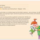 Beschreibung für Kinder ab 3 Jahren mit Zielen: Sprache, Beobachtung; Materialien: Naturführer, Papier, Stifte. Illustration: Kind mit Lupe.