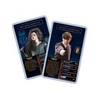 Die Karten zeigen "BELLATRIX LESTRANGE" und "NEVILLE LONGBOTTOM", mit Faktenfeldern und Zauberstäben in den Händen.