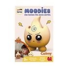 "MOODIES: EIN FREUND FÜR JEDES GEFÜHL." Illustration einer wütend aussehenden Figur namens Calmy. Ab 3 Jahren.