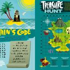 „The Captain's Code“ und „Treasure Hunt“ sind prominent. Ein Piratensymbol-Code, Inselkarte und Anleitungen zur Schatzsuche.
