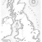 Eine historische Karte von Großbritannien. Oben "NORTH ATLANTIC OCEAN", rechts "NORTH SEA", unten "ENGLISH CHANNEL".