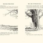 Seite 8-9 von "Winnie-the-Pooh". Christopher Robin und Winnie-the-Pooh sprechen vor einem großen Baum. Illustration.