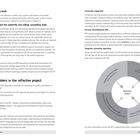 Texte: "Involving key stakeholders in the reflective project", "Chapter 3", "Community engagement", "Personal and professional skills". Diagramm zeigt vier Sektoren umgeben von einem zentralen "Reflective project".