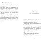 Ein Buchauszug: Titel "Ballet Shoes for Anna". Kapitel eins, "The Story Begins". Handlung über Anna, ihre Großeltern und Vögel.