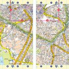 Stadtplan mit Straßennamen wie "Bath Row", "Highgate", "Digbeth". Rote Zahlen und Buchstaben in einem Gitter.