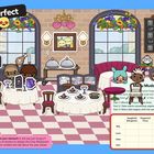 "The Perfect Spot" steht oben. "Menu Muddle" beschreibt ein Rätsel. Charme einer gemütlichen Restaurant-Szene mit verspielten Figuren.