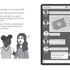 Links: Amy und Bianca sprechen über das Lernen eines Theaterstücks. Rechts: Chat über ein Ticket, "July Crew" freut sich.