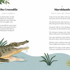Links "The Crocodile" von Lewis Carroll, rechts "Marshlands" von Emily Pauline Johnson. Illustration: Ein Krokodil unter einem Baum.
