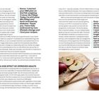 Texte: Karen spricht über erfolgreiche Gewichtsabnahme. Suzy teilt gesundheitliche Verbesserungen. Unten ein Bild von Apfelstücken und Essig.