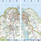 Straßennamen und Orte wie Cowes, Gurnard und East Cowes sind erkennbar. Landkarte mit Küstenlinien, Straßen und Details.