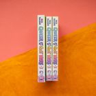 Drei Bücher mit dem Titel "QUEER We and how We GOT HERE". Farbverlauf von Rosa zu Orange im Hintergrund.