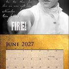 Oben links: „Look ’em in the eye... FIRE!“ Unten: Kalender Juni 2027.