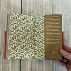 Text über Joseph Thomas Sheridan Le Fanu. Hintergrund: Eichenblattmuster und beige Buchklappe mit Biografie.