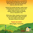 „Ich habe etwas Schreckliches getan...“ beschreibt ein Kinderbuchmotiv mit grünen Hügeln, Bank und Laterne. 