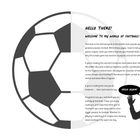 "The Laws of the Game" beschreibt 17 Hauptthemen im Fußball mit Regeln. Illustrationen: Ball, Fußballschuh, Schiedsrichter.