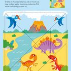 "Puzzleteile: Drücke die Puzzleteile heraus und vermische sie. Lege sie dann wieder zusammen. Dinosaurier und Vulkan."