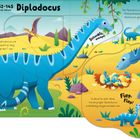 Illustration eines Diplodocus: Pflanzenfresser, doppelt so lang wie T. rex. Junges Diplodocus wächst in zehn Jahren.