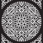 Dieses Bild enthält keine erkennbaren Texte. Es zeigt ein symmetrisches geometrisches Muster mit schwarzen und weißen Formen.