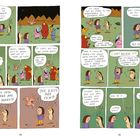 Comic mit zwei Seiten. Links: Gruppe diskutiert Fluchtwege. Text: „Exits are few!“ Rechts: Gespräch über Unterwelt und "The Boss".