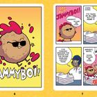 "LOOK OUT! JAMMYBOI!" Ein Marmeladenklecks mit Sonnenbrille spritzt, jemand wusch Cricket-Kleidung. "SPLATT!" Unfallszene.