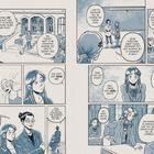 Comic mit Dialogen zwischen Schülern. Themen: Abwesenheit, neue Schülerin, Erwartungen, Schulveranstaltung Coppelia.