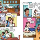 Dialoge in einer Küche, eine Familie spricht über Termine und das Abholen von Max. Fröhliche Atmosphäre.