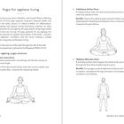 "Yoga for ageless living. Ten pro-ageing yoga āsanas: Padmāsana, Siddhāsana, Tādāsana. Illustrationen von Yoga-Posen."