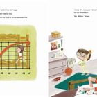 Links: Diagramm zeigt sechs Sprossen einer Etagenbettleiter. Rechts: Ein Kind mit Stoppuhr, Farben lebendig.