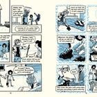 Illustration mit Dialogen über das Anlegen eines Wassergarten. Themen: Kompost, Gräser, Wildblumen und Wassersparen.