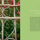 Rechter Bereich: Text beschreibt Kapitel über 22 Rankgitterdesigns, von einfach bis komplex. Links: Holzgitter vor rosa Blüten.