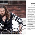 Text: "Jason Momoa, Actor and Filmmaker, Los Angeles, California." Darunter ein Mann mit langem Haar und Bart in gestreiftem Pullover.