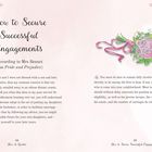 "How to Secure Successful Engagements" steht groß oben. Links ein längerer Text über Mrs. Bennet, rechts Blumenillustration.