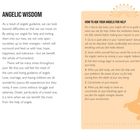 "ANGELIC WISDOM" und "HOW TO ASK YOUR ANGELS FOR HELP" sind die Titel. Links: rosa Herzen und Flügel. Rechts: Meditationsanleitung.