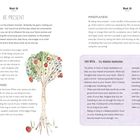 Text über Achtsamkeit im Hier und Jetzt, Weckung der Sinne, Meditationstipps; Illustration eines Apfelbaums.