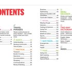 Inhaltsverzeichnis mit Themen: "ABOUT ITALIAN", "TRAVEL PHRASES", "BASICS", "PRACTICAL", "MENU DECODER", "SOCIAL", "SAFE TRAVEL", "FOOD", "TWO-WAY DICTIONARY".