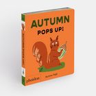 Text: "AUTUMN POPS UP! Phaidon Aurore Petit." Illustration: Ein Eichhörnchen hält einen Kürbis.