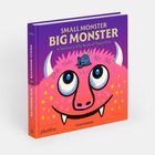 „Small Monster Big Monster: A Seriously Silly Book of Opposites“ von Allan Sanders. Ein buntes Monster mit großem Gesicht.